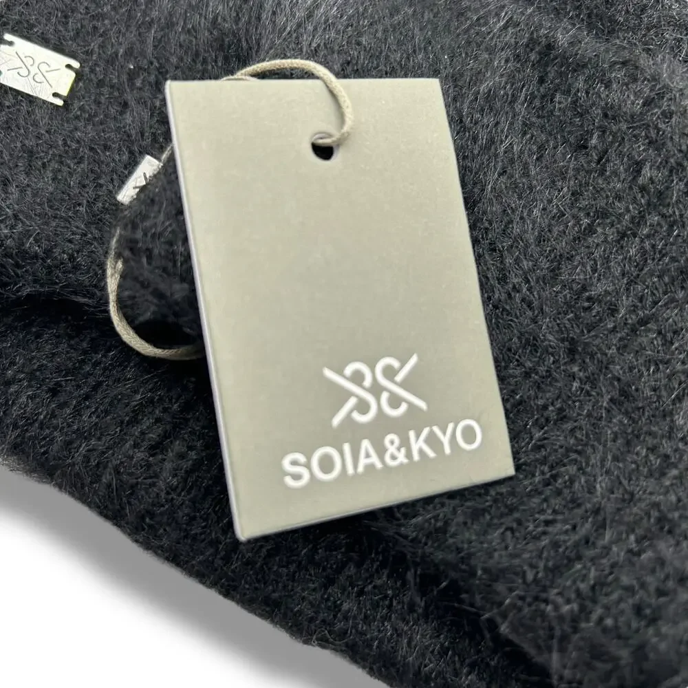 NEW Soia & Kyo Black Beanie Hat Fold Over Jaya Winter Ribbed Soft Cozy NWT - Picture 4 of 9